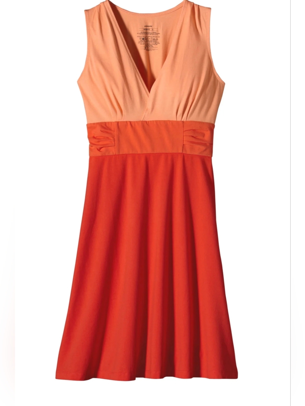 Patagonia Margot Sleeveless Two-Tone V-Neck Dress in Peach and Orange Size S